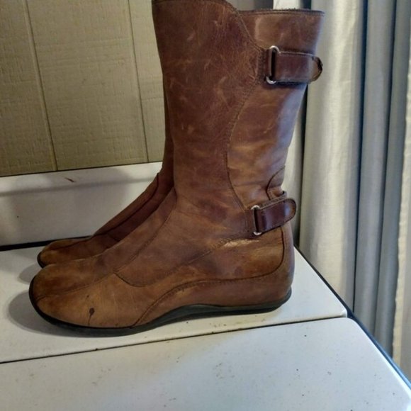 Vintage Steve Madden Distressed Soft Leather Boots "Boulder" 7.5 Mid Calf - Picture 3 of 9